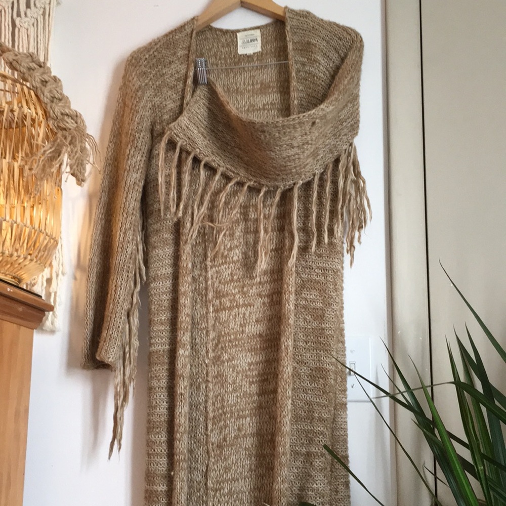 Buckle Boho Maxi-Length Knit Cardigan XS